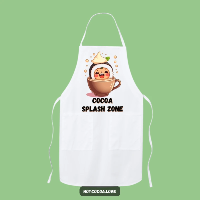 Funny Sushi Roll Cocoa Splash Apron: Cook with Joy and Humor