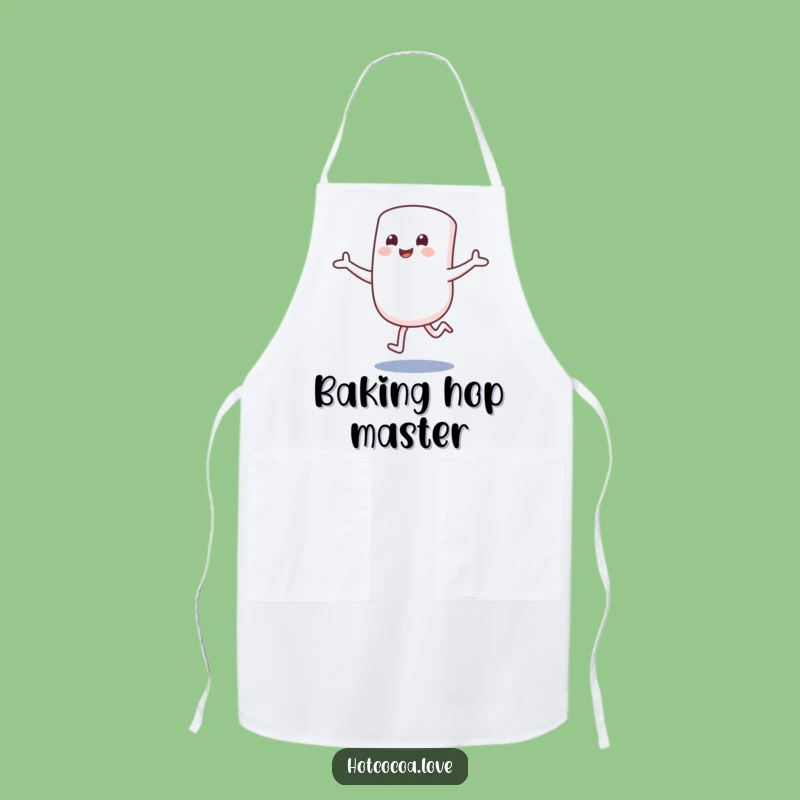 Funny Marshmallow Hop Apron - Excited Character Sweet Kitchen Fun