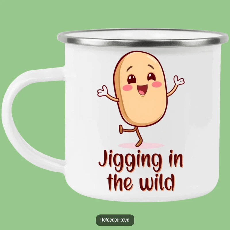 Funny Gleeful Coffee Bean Camping Mug - Happy Jig Outdoor Fun