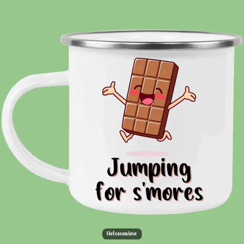Funny Jolly Chocolate Bar Camping Mug - Jumping Outdoor Fun