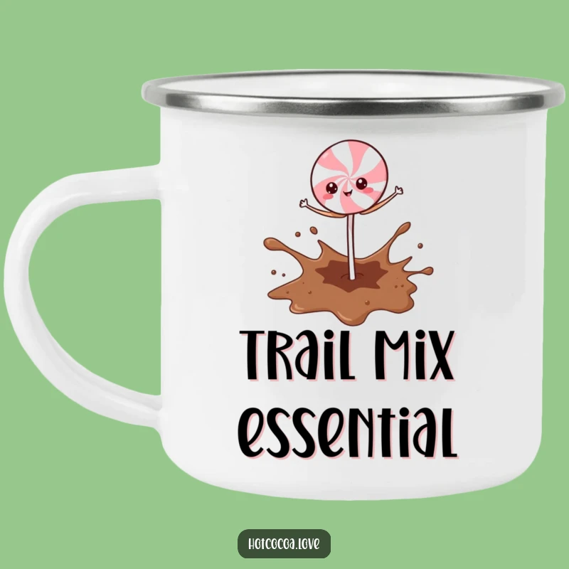 Funny Peppermint Stick Cocoa Splash Camping Mug: Adventure with Humor