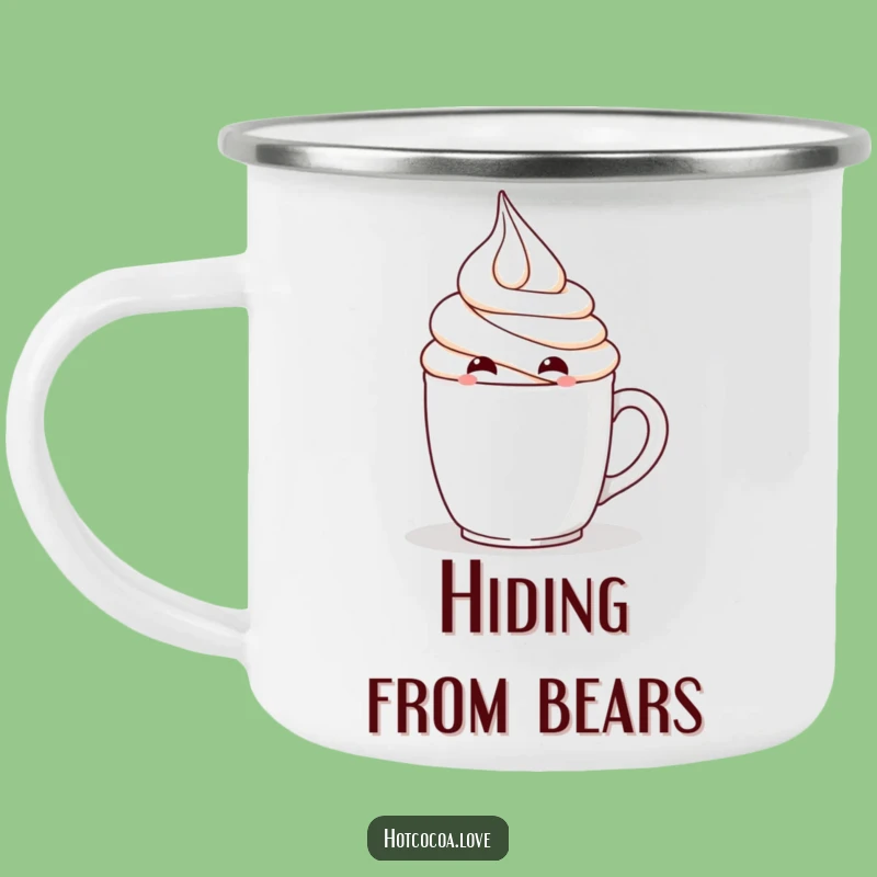 Funny Mischievous Whipped Cream Camping Mug - Hiding Outdoor Fun