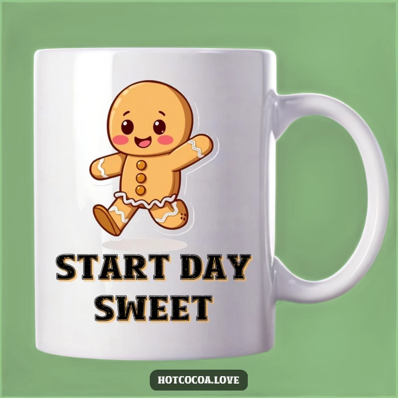 Funny Gingerbread Cookie Mug - Happy Skipping Character for Sweet Mornings