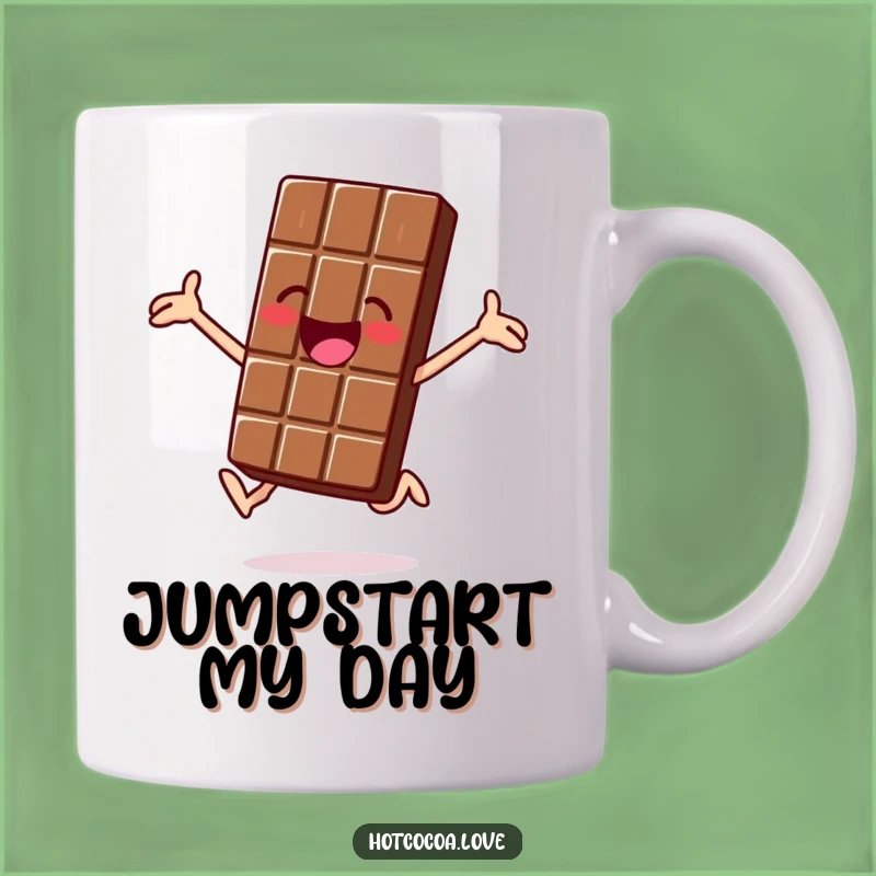 Funny Jolly Chocolate Bar Mug - Jumping Joyful Treat Gift