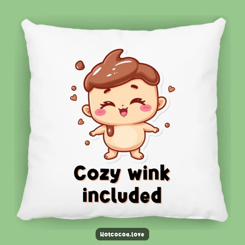 Funny Hot Chocolate Wink Pillow: Playful Character for Cozy Giggles