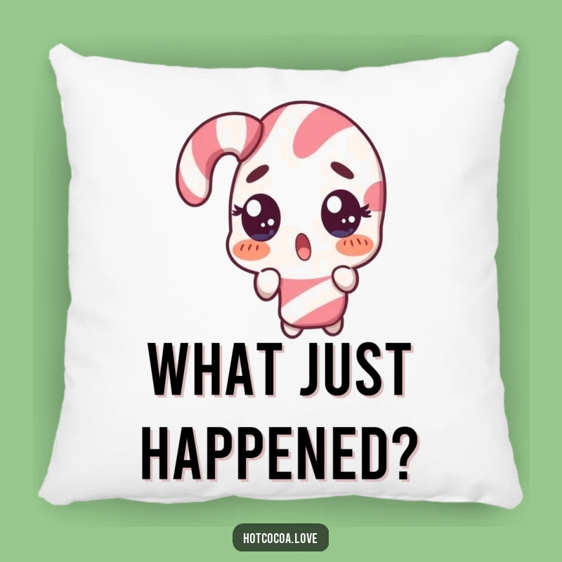 Funny Surprised Candy Cane Pillow - Comical Double Take Comfort
