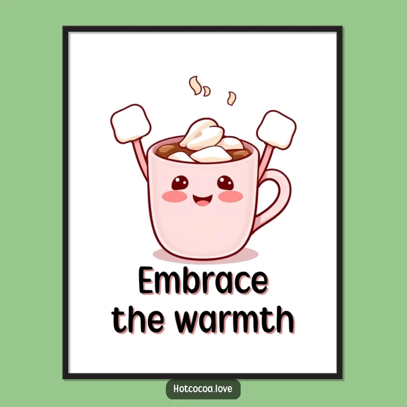 Funny Hot Cocoa Mug Character Digital Art - Arms Raised High