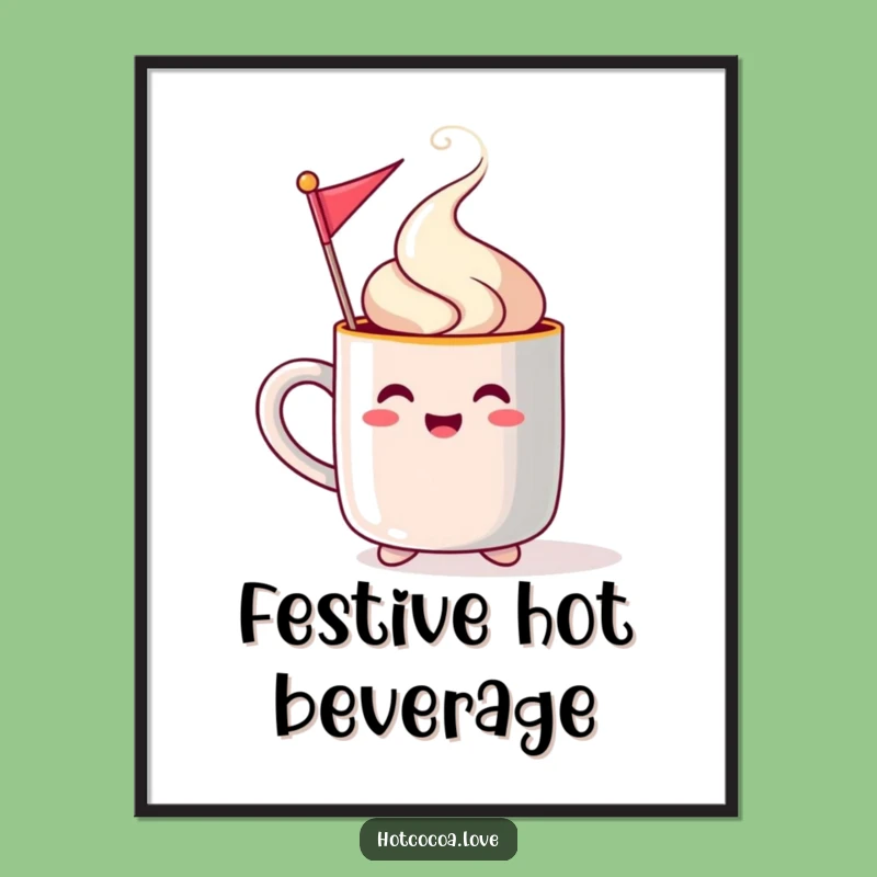 Funny Steaming Mug Festive Flag Digital Art - Cheerful Holiday Decor