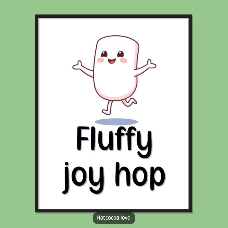 Funny Marshmallow Hop Digital Print - Excited Sweet Art for Instant Joy
