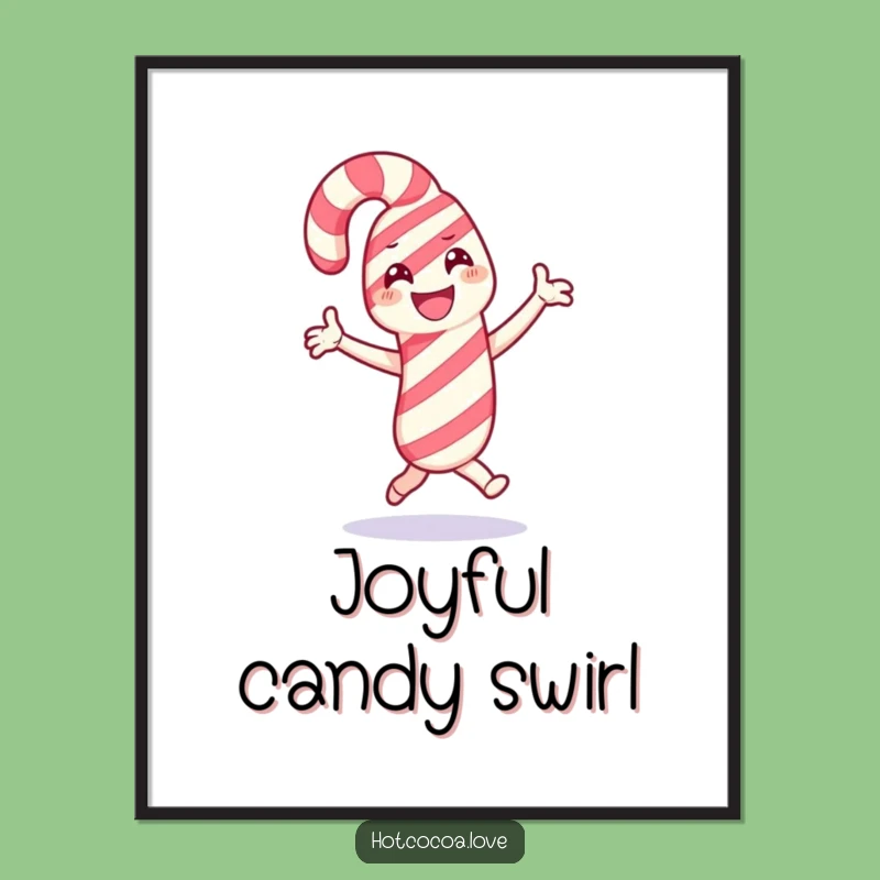 Funny Candy Cane Dance Digital Art - Festive Character Print