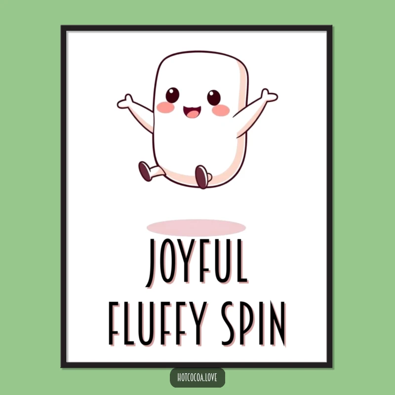 Funny Marshmallow Cartwheel Digital Art - Cute Character Print