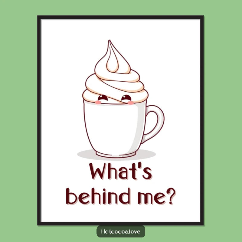 Funny Mischievous Whipped Cream Digital Art - Hiding Print