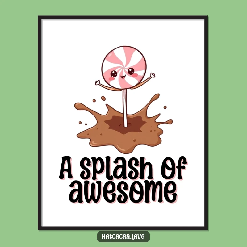 Funny Peppermint Stick Cocoa Splash Digital Art: Instant Humor for Your Walls