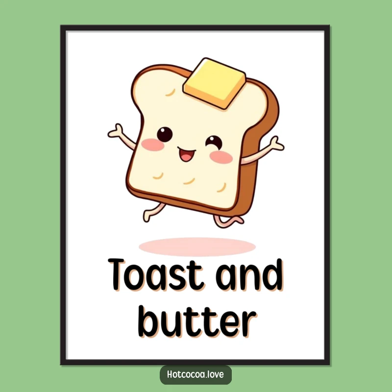 Funny Toast and Butter Digital Print - Giggling Breakfast Art for Joy
