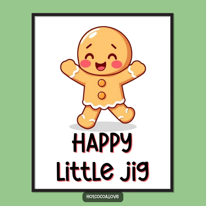 Funny Gingerbread Jig Digital Art Print: Instant Festive Fun for Your Walls