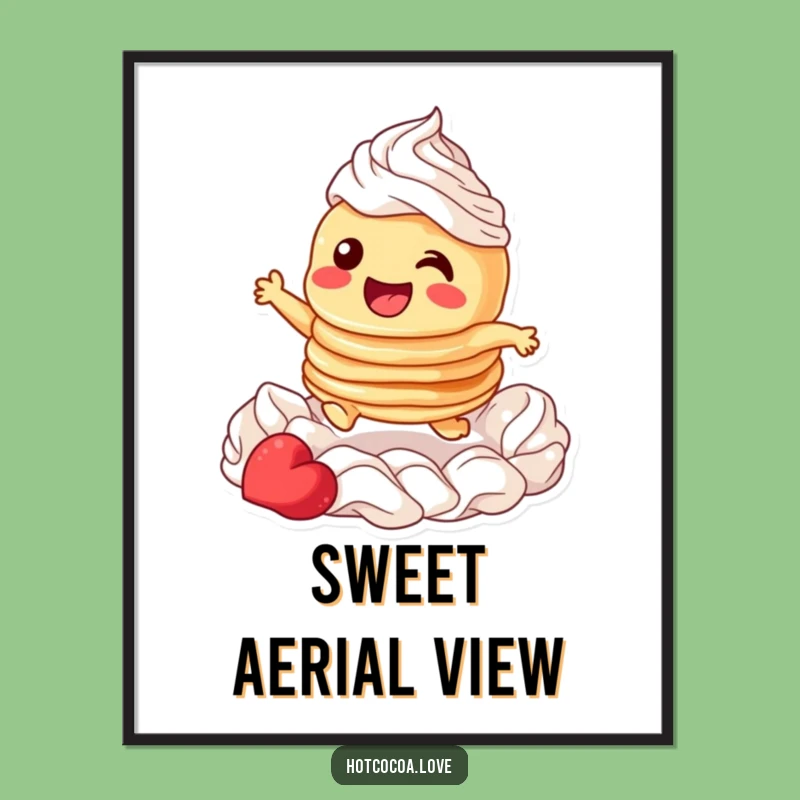 Funny Pancake Whipped Cream Leap Digital Art: Instant Breakfast Joy
