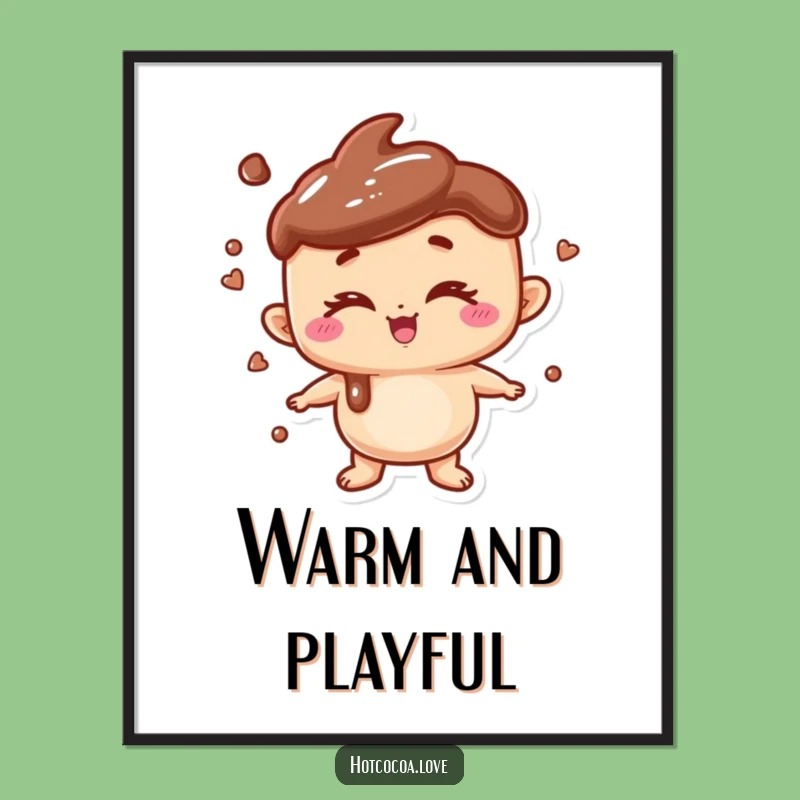 Funny Hot Chocolate Wink Digital Art: Playful Character, Instant Cheerful Decor