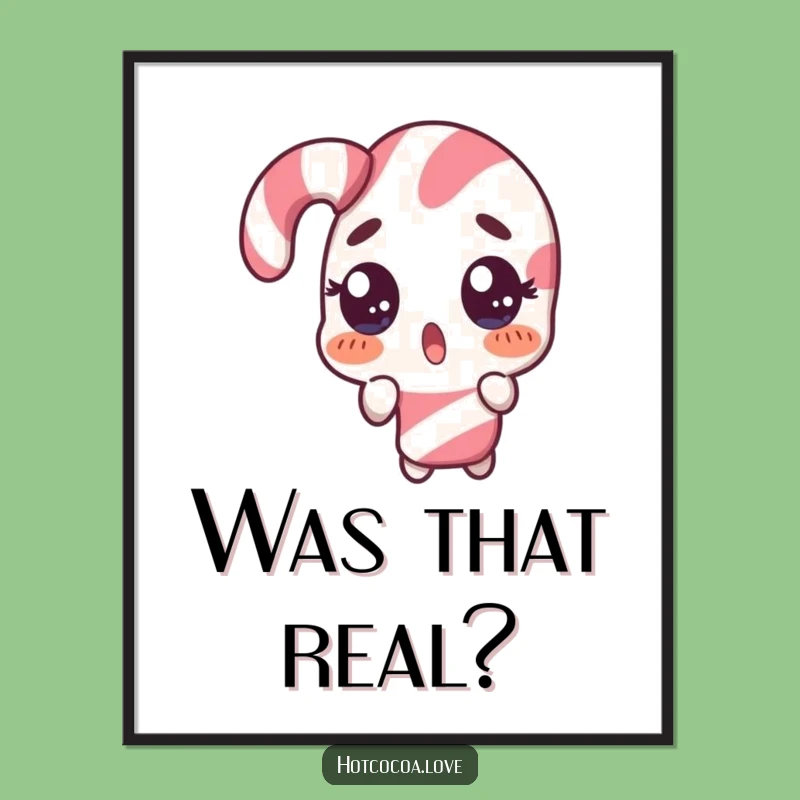 Funny Surprised Candy Cane Digital Art - Comical Double Take Print