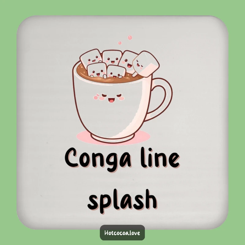 Funny Marshmallow Conga Line Coasters: Protect Surfaces with Humor!