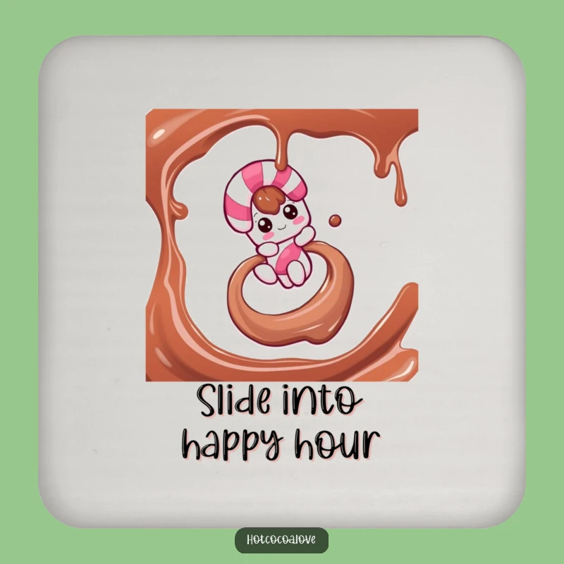 Funny Candy Cane Slide Drink Coaster: Protect Surfaces with Holiday Sweetness!