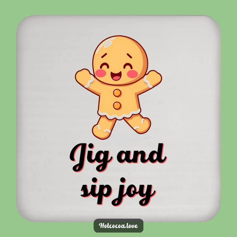 Funny Gingerbread Jig Drink Coaster: Protect Surfaces with Festive Charm