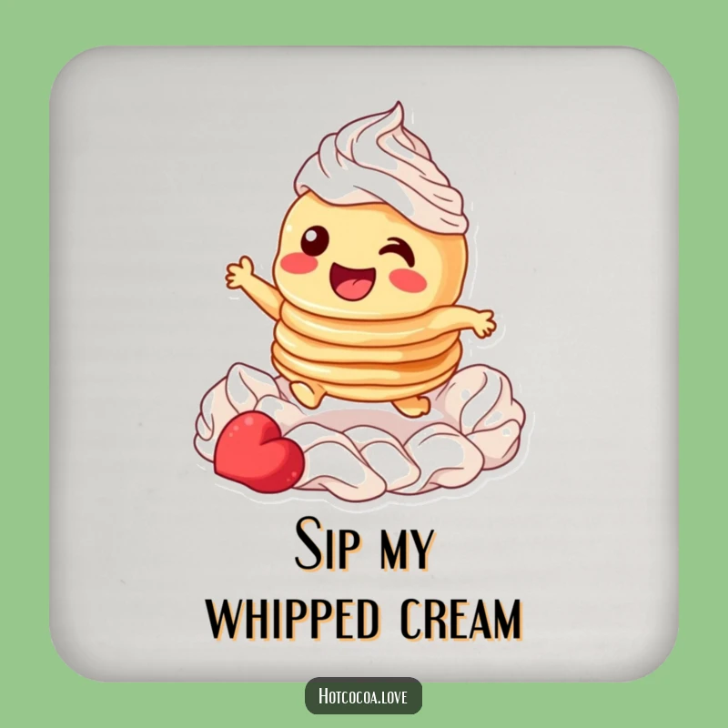 Funny Pancake Whipped Cream Leap Coaster: Protect Surfaces with Humor