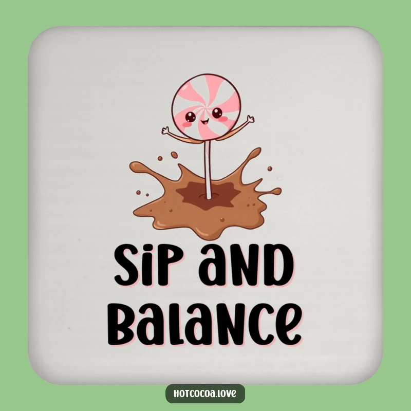 Funny Peppermint Stick Cocoa Splash Coaster: Protect Surfaces with Humor