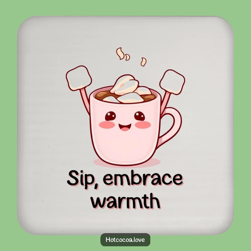 Funny Hot Cocoa Character Coaster - Protect Surfaces with Cheer