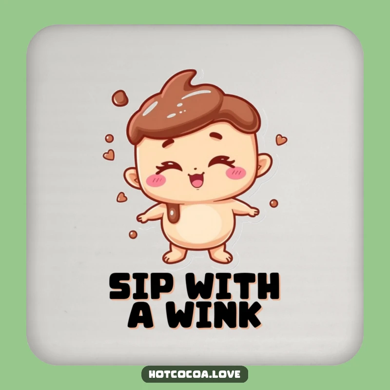 Funny Hot Chocolate Wink Coaster: Playful Character for Your Drinks