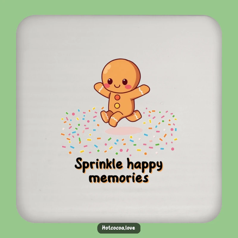 Funny Gingerbread Skip Drink Coaster: Protect Surfaces with Sweet Style!