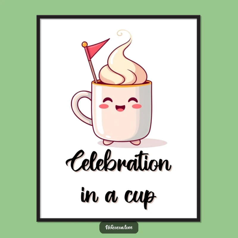 Funny Steaming Mug Festive Flag Poster - Cheerful Holiday Wall Art