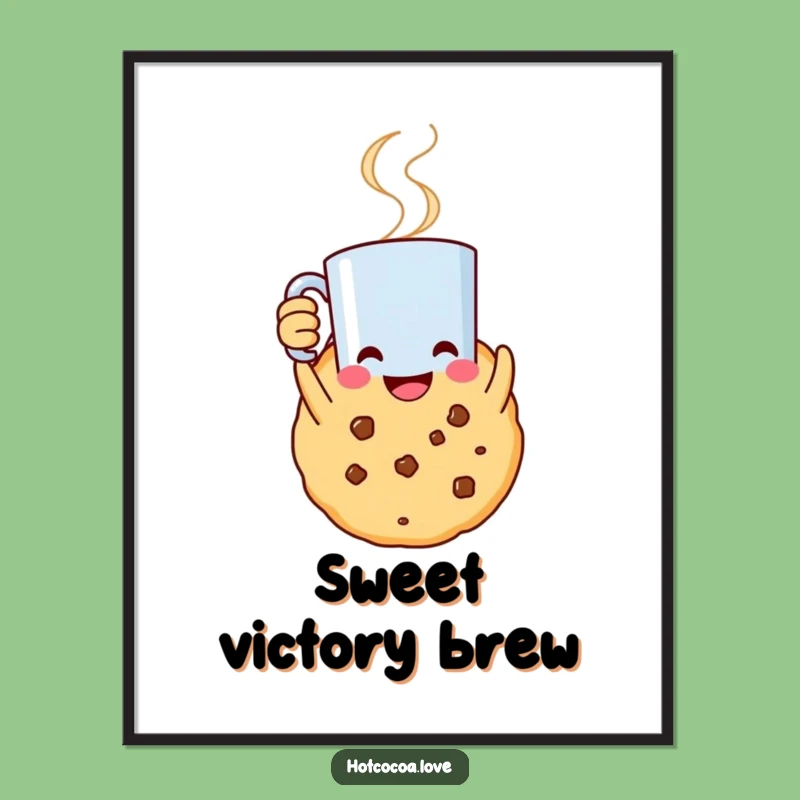 Funny Cookie Celebration Poster: Smiling Character's Joyful Art