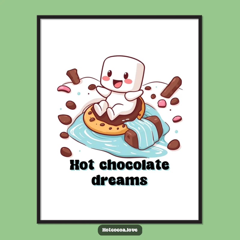 Funny Marshmallow Hot Chocolate Poster: Cozy Wall Art and Sweet Gift