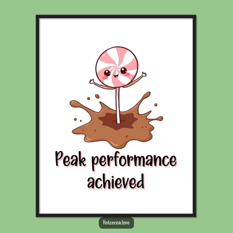 Funny Peppermint Stick Cocoa Splash Poster: Hilarious Wall Art for Festive Cheer
