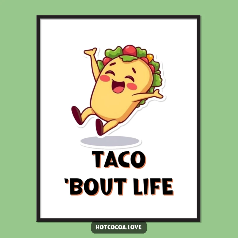 Funny Taco Cartwheel Poster - Fiesta Wall Art for Energetic Decor