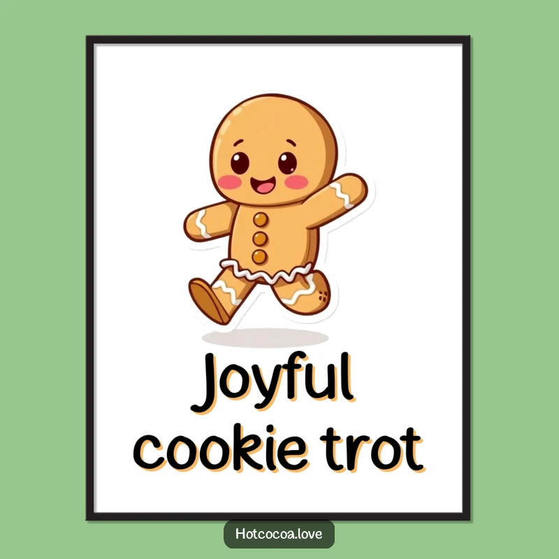 Funny Gingerbread Cookie Art - Happy Skipping Character for Festive Walls