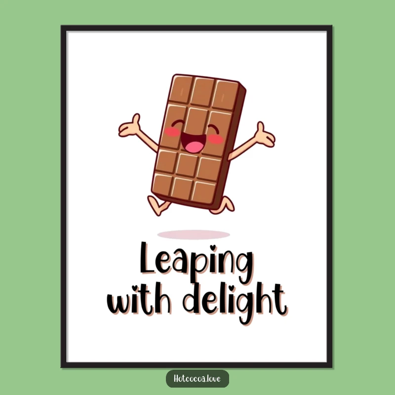 Funny Jolly Chocolate Bar Poster - Jumping Joy Wall Art