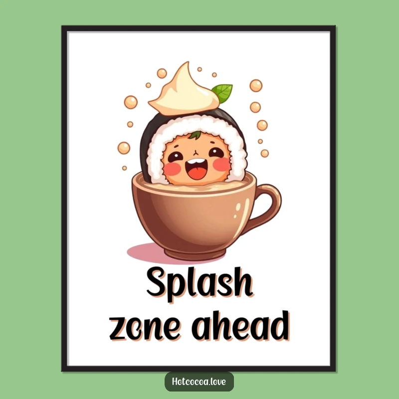 Funny Sushi Roll Cocoa Splash Poster: Joyful Wall Art for Your Home
