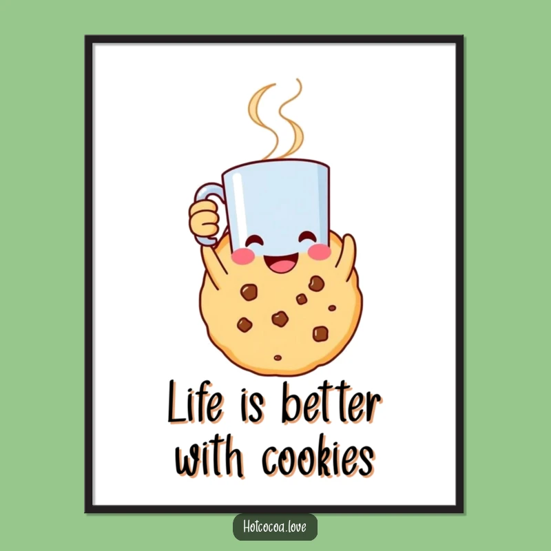 Free Printable Wall Art: Cheerful Cookie Mug Moment - Cozy Downloadable Decor!