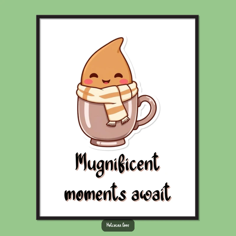 Free Printable Wall Art: Cozy Cocoa Bean, Funny Downloadable Mug Decor.