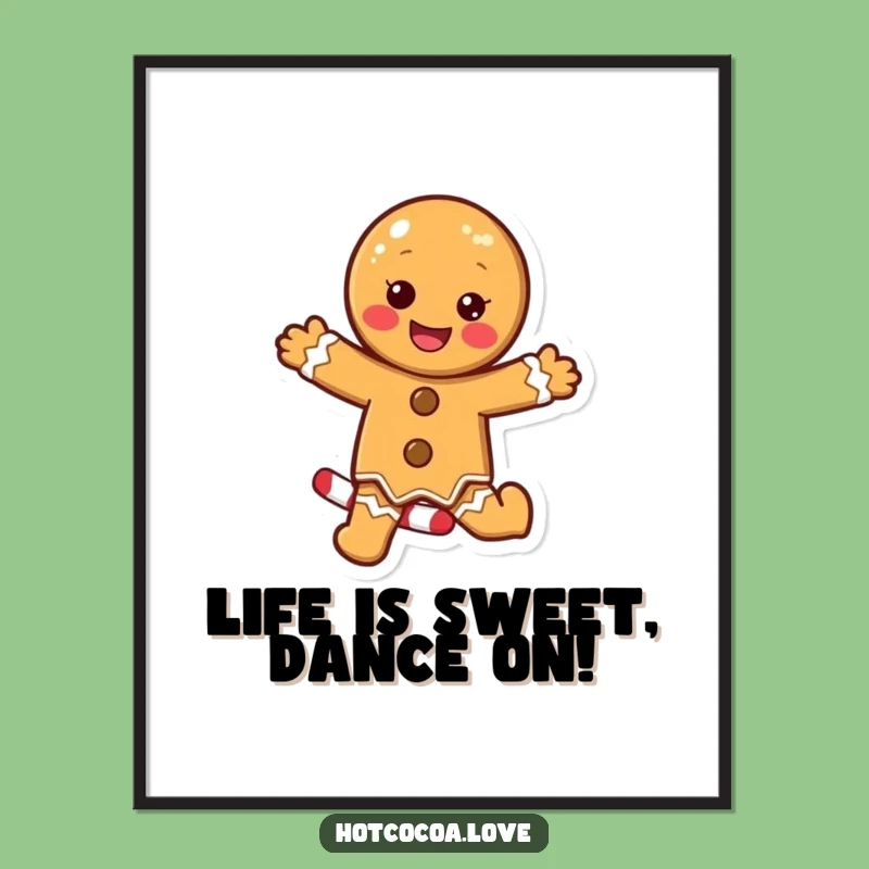 Funny Free Printable Wall Art: Gingerbread Candy Cane Dance - Whimsical Decor