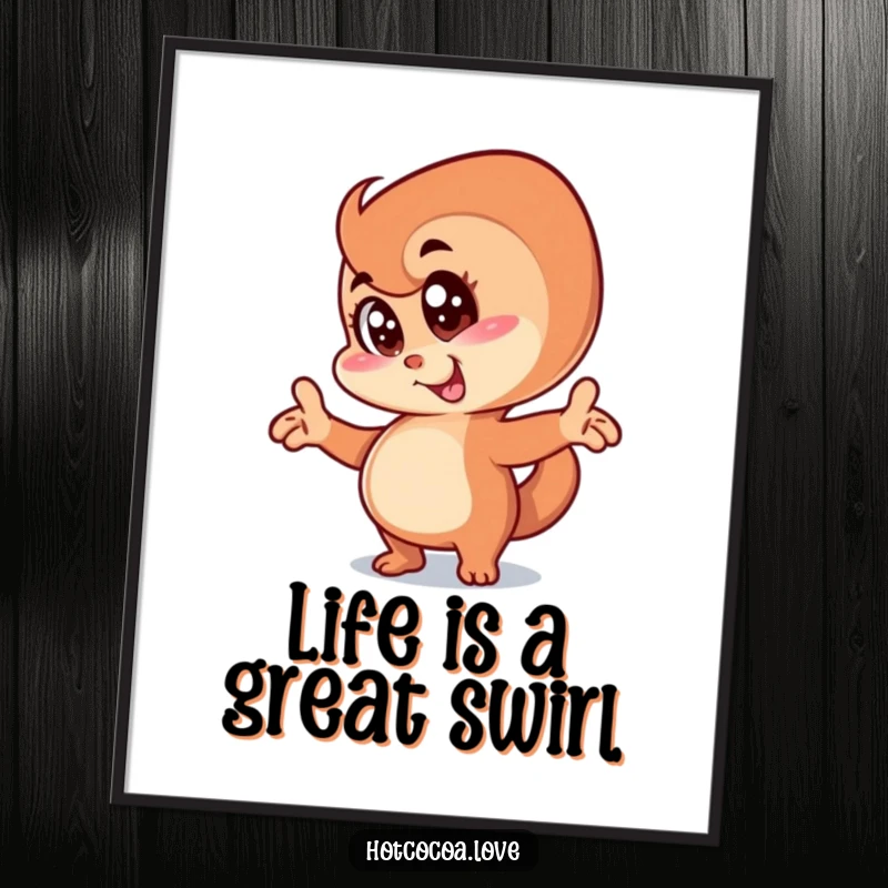 Funny Free Printable Wall Art: An anthropomorphic cinnamon swirl character striking a hilariously goofy and captivating pose.