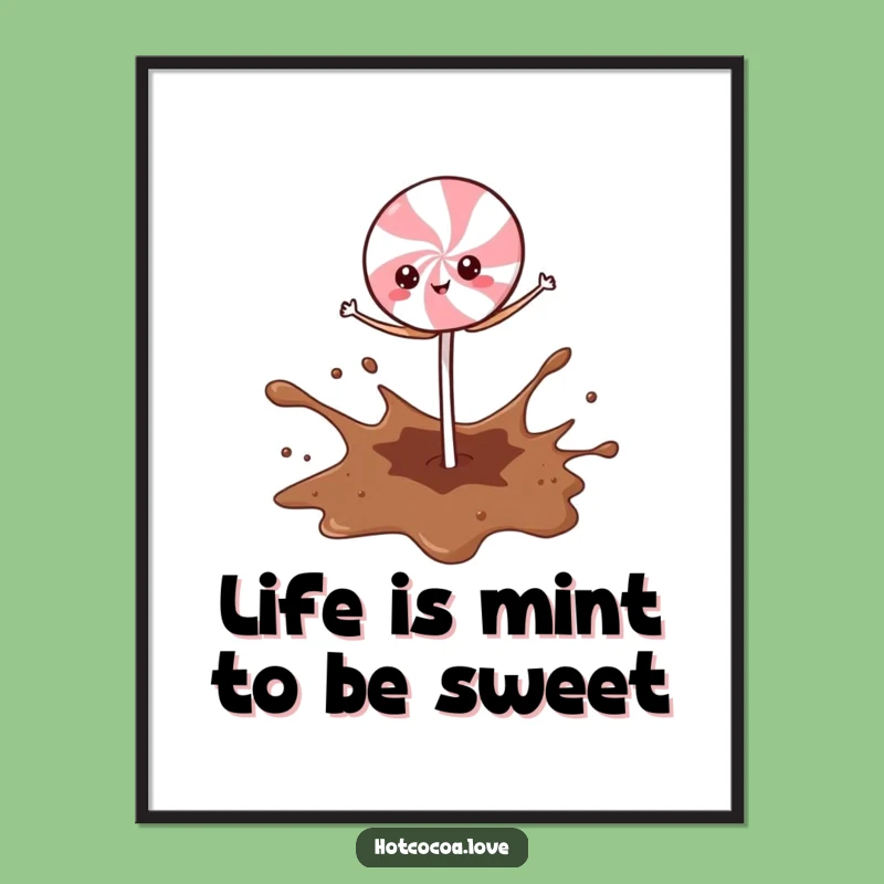 Funny Free Printable Wall Art: Peppermint Stick Cocoa Splash Downloadable Art