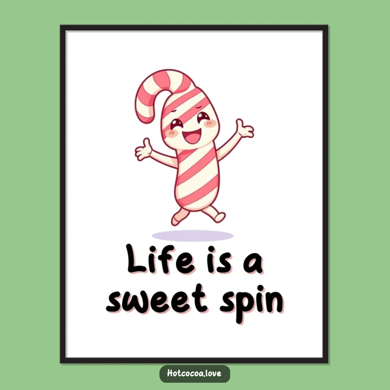 Free Printable Wall Art: Dancing Candy Cane Character, Festive Celebration, Downloadable Art