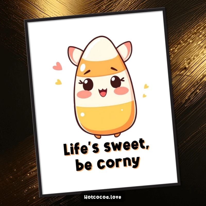 Funny Free Printable Wall Art: A blushing piece of candy corn winking, bringing sweet humor and playful downloadable charm to your walls.