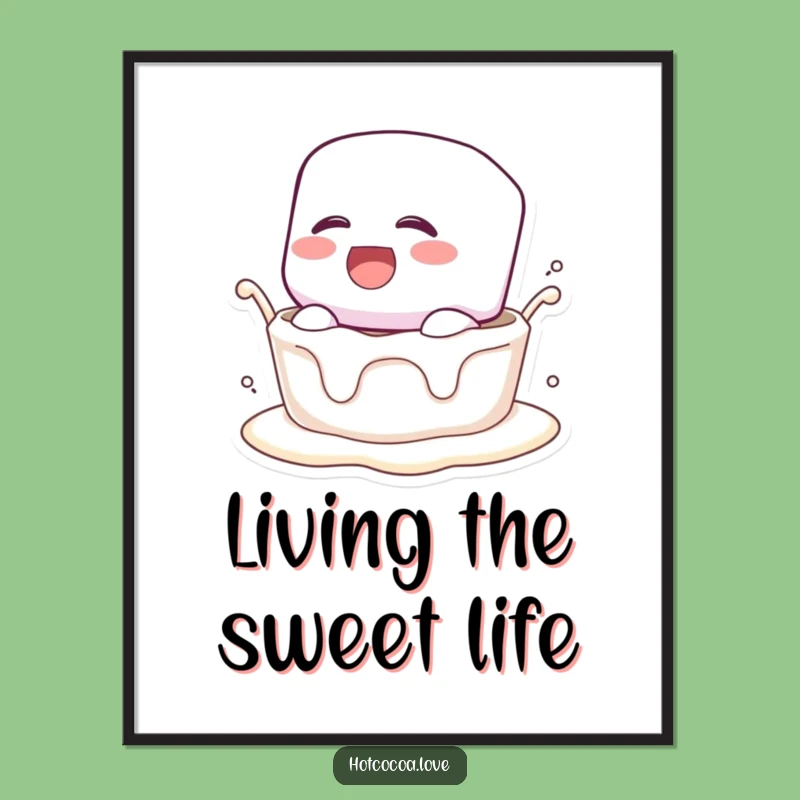 Funny Free Printable Wall Art: Marshmallow Dunked Laughing Downloadable Decor Gift