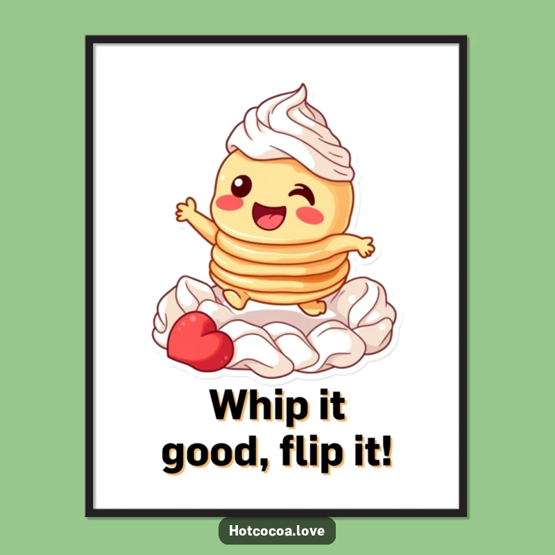Funny Free Printable Wall Art: Pancake Whipped Cream Leap - Whimsical Decor