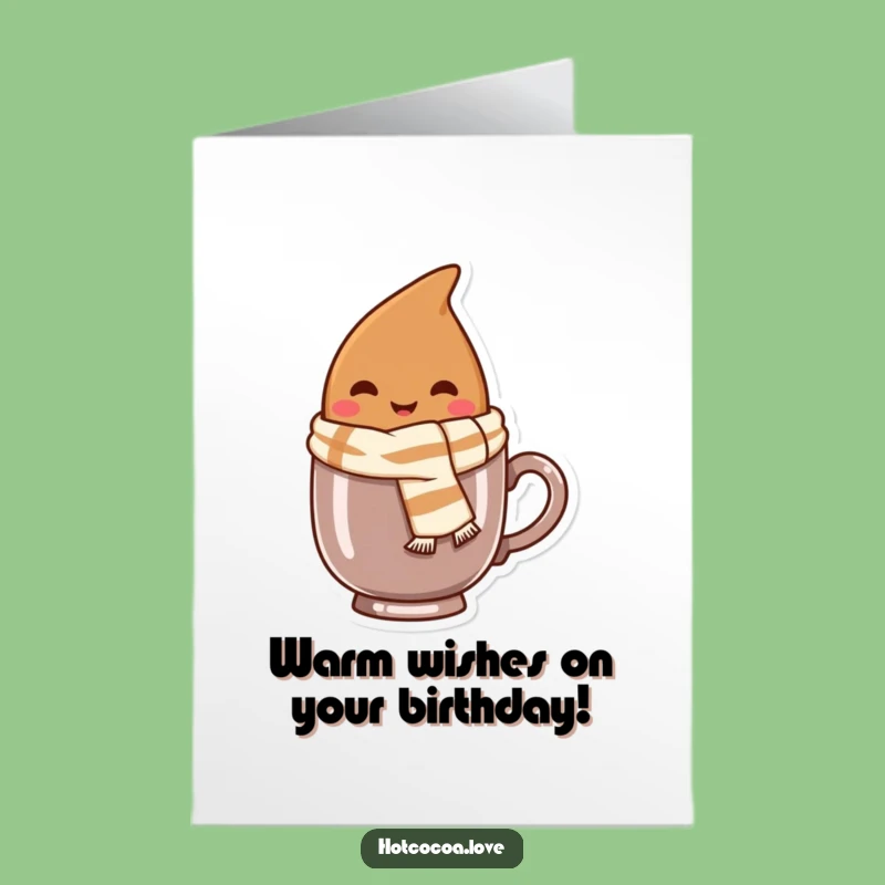 Free Printable Birthday Card: Cocoa Bean Wishes Happy Birthday! Cozy & Funny.