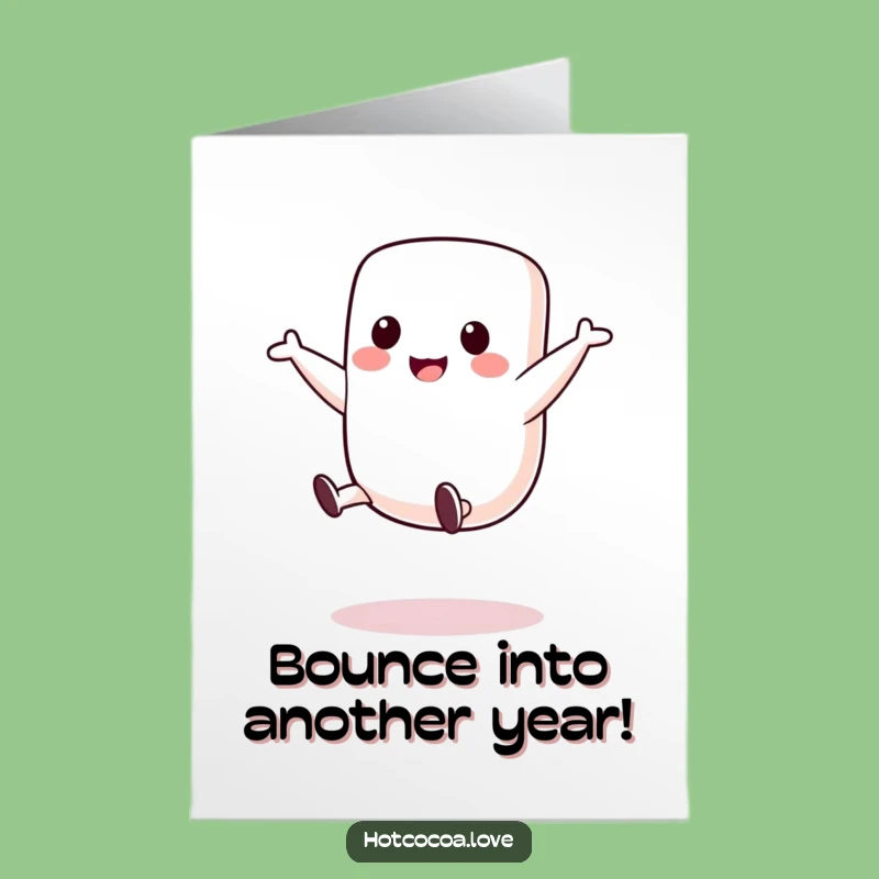 Free Printable Birthday Card: Cute Marshmallow Cartwheel, Joyful Tumbler, Funny Downloadable Greeting