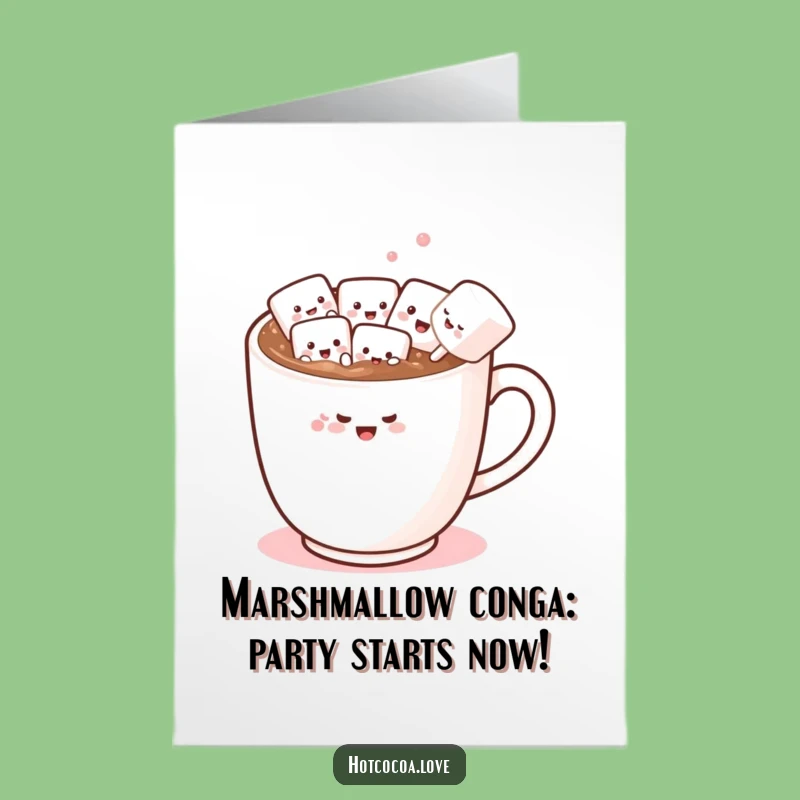 Free Printable Birthday Card: Funny Hot Chocolate Conga Line, Downloadable Joyful Gift